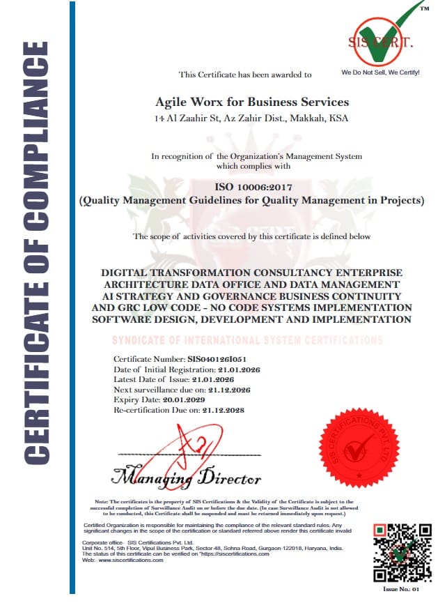 ISO 10006:2017 Certificate